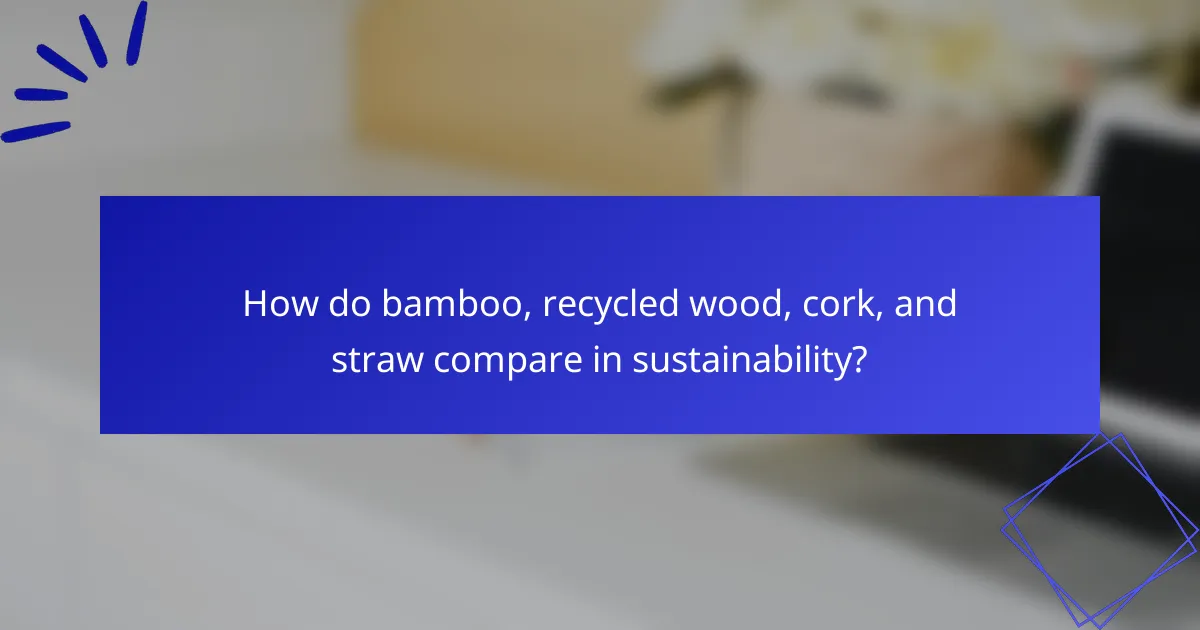 How do bamboo, recycled wood, cork, and straw compare in sustainability?