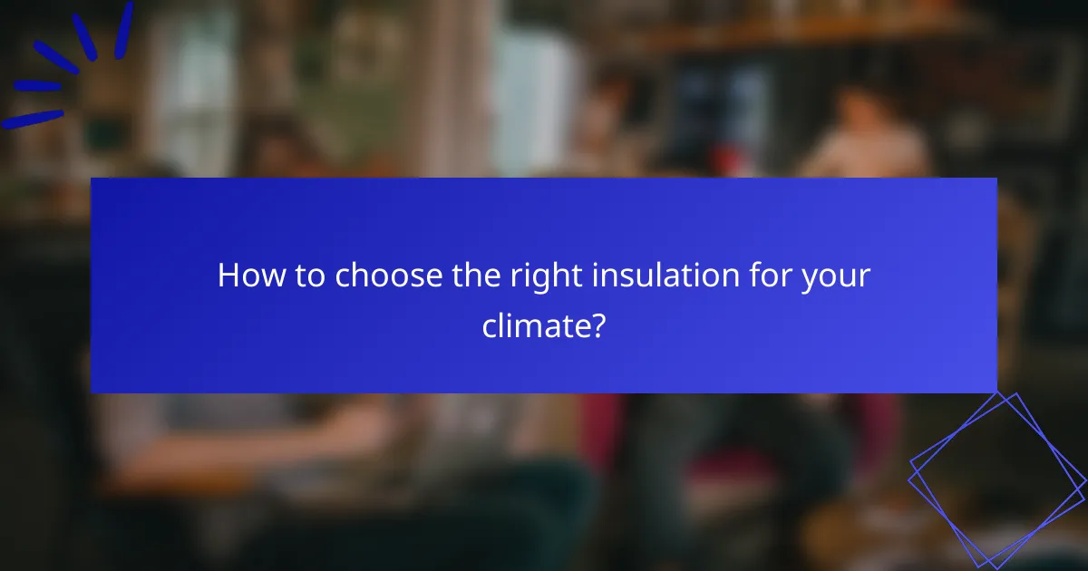 How to choose the right insulation for your climate?