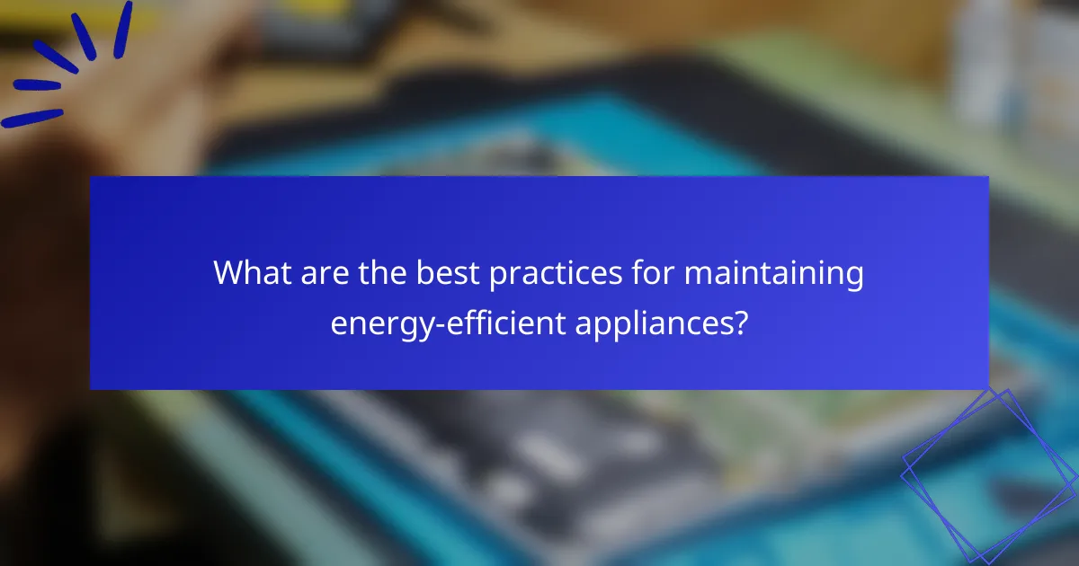 What are the best practices for maintaining energy-efficient appliances?