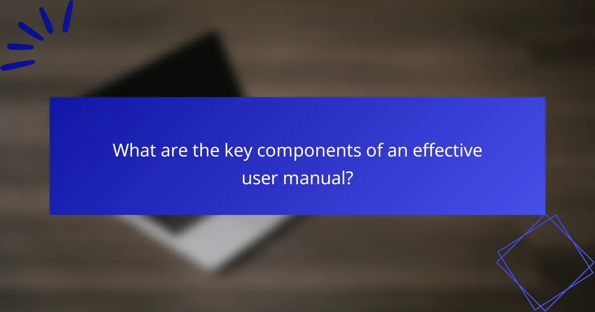 What are the key components of an effective user manual?