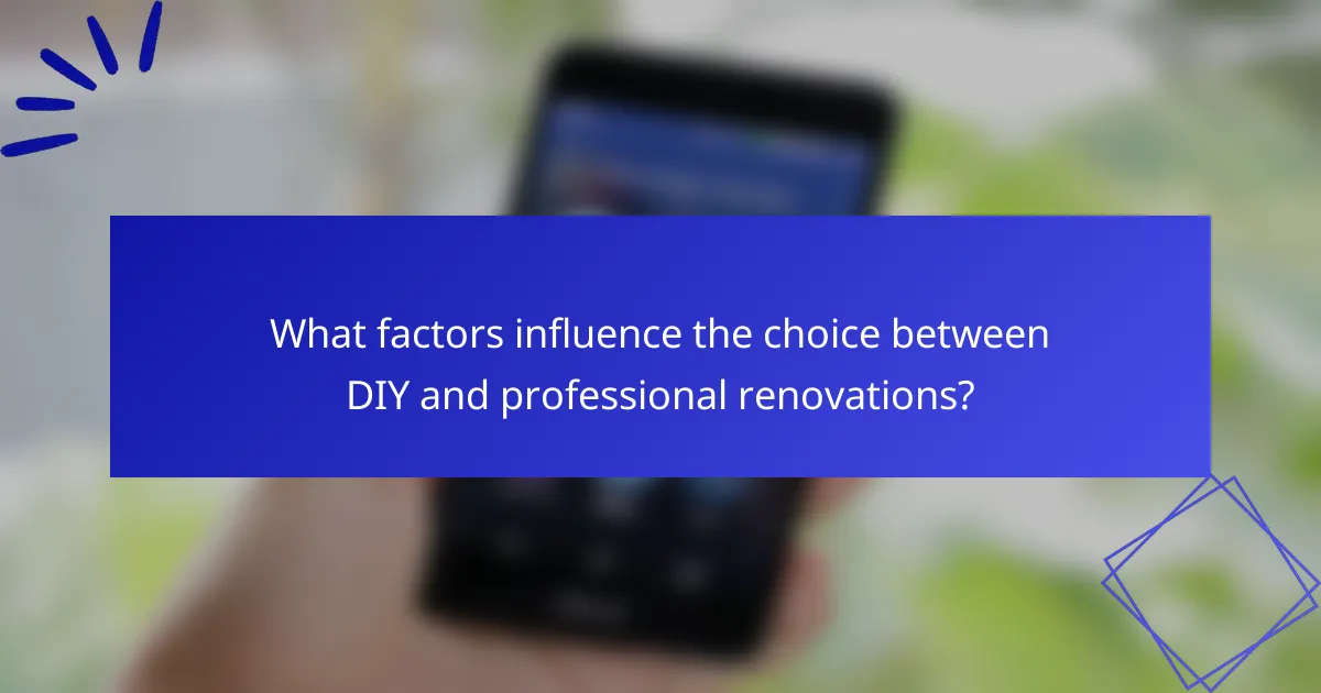 What factors influence the choice between DIY and professional renovations?